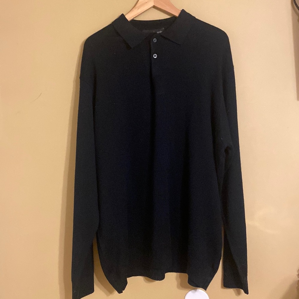 NWT Pierre Cardin Navy pullover long sleeve Sweater, size XXL,& 2 button Collar.